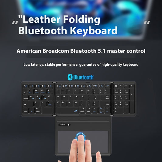 Portable Leather Bluetooth Keyboard – Touchpad & Foldable Design
